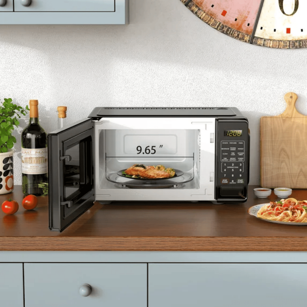 Compact Countertop Microwave with Quick-Set Cooking Controls
