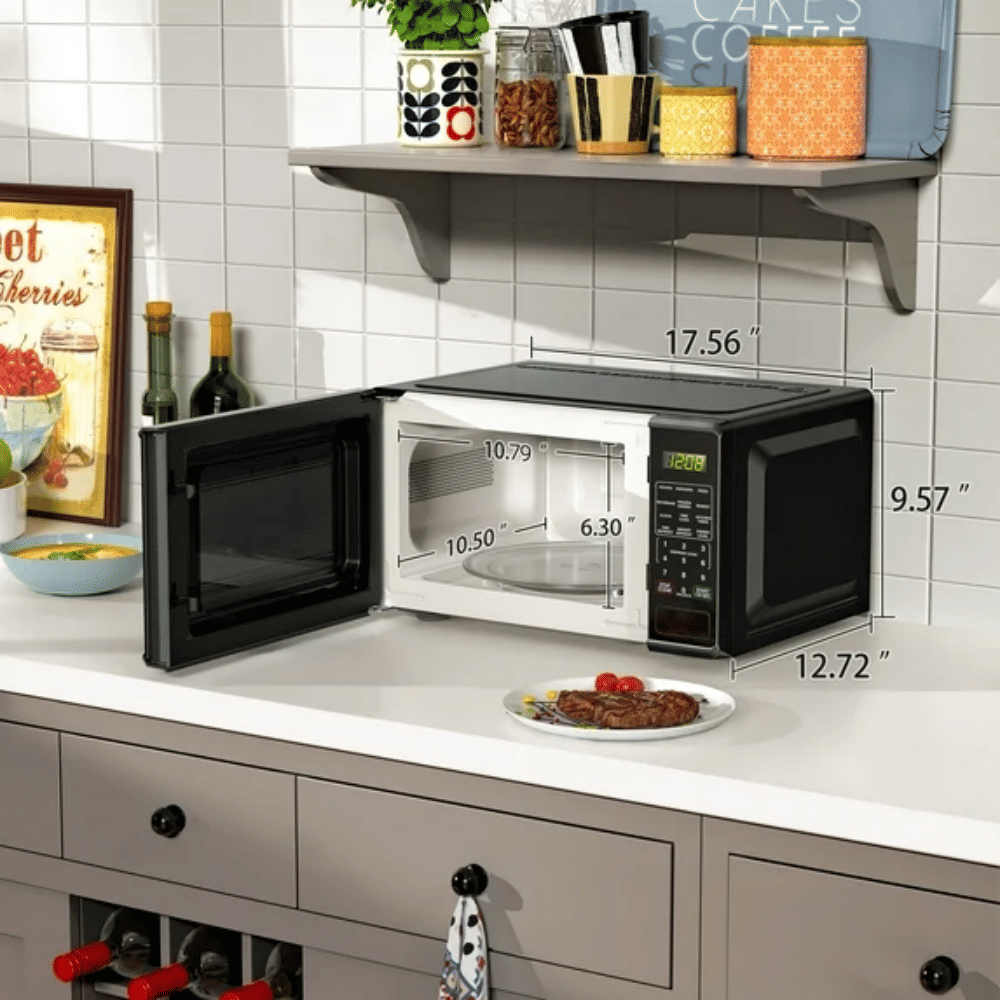 Compact Countertop Microwave with Quick-Set Cooking Controls