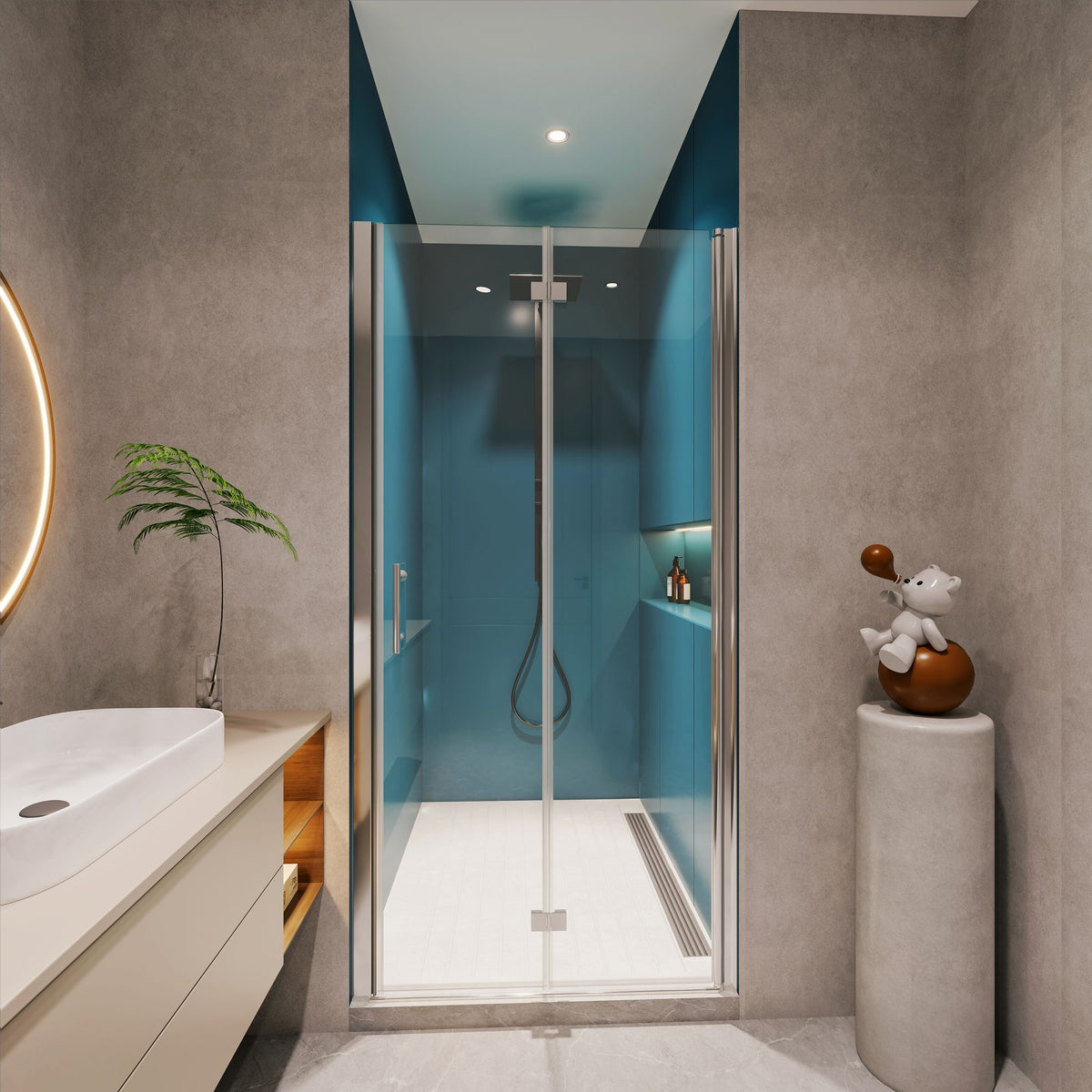 Adjustable Clear Pivot Shower Door with Easy-Clean Treatment