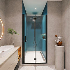 Universal Pivot Shower Door with Tempered Glass and Stainless Steel Handle