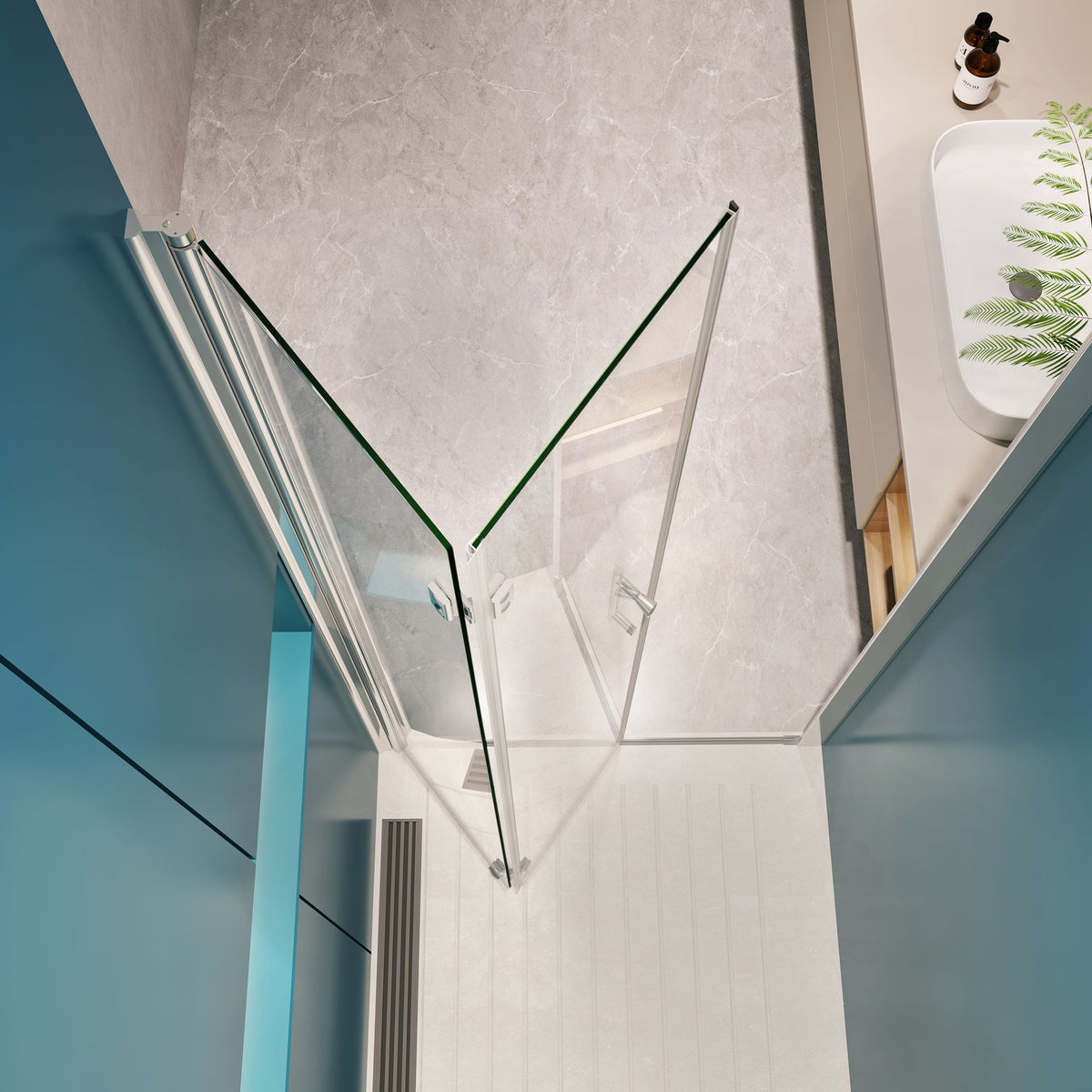Adjustable Clear Pivot Shower Door with Easy-Clean Treatment
