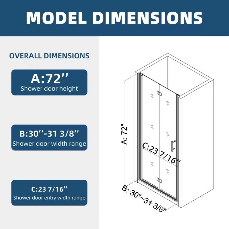 Adjustable Clear Pivot Shower Door with Easy-Clean Treatment