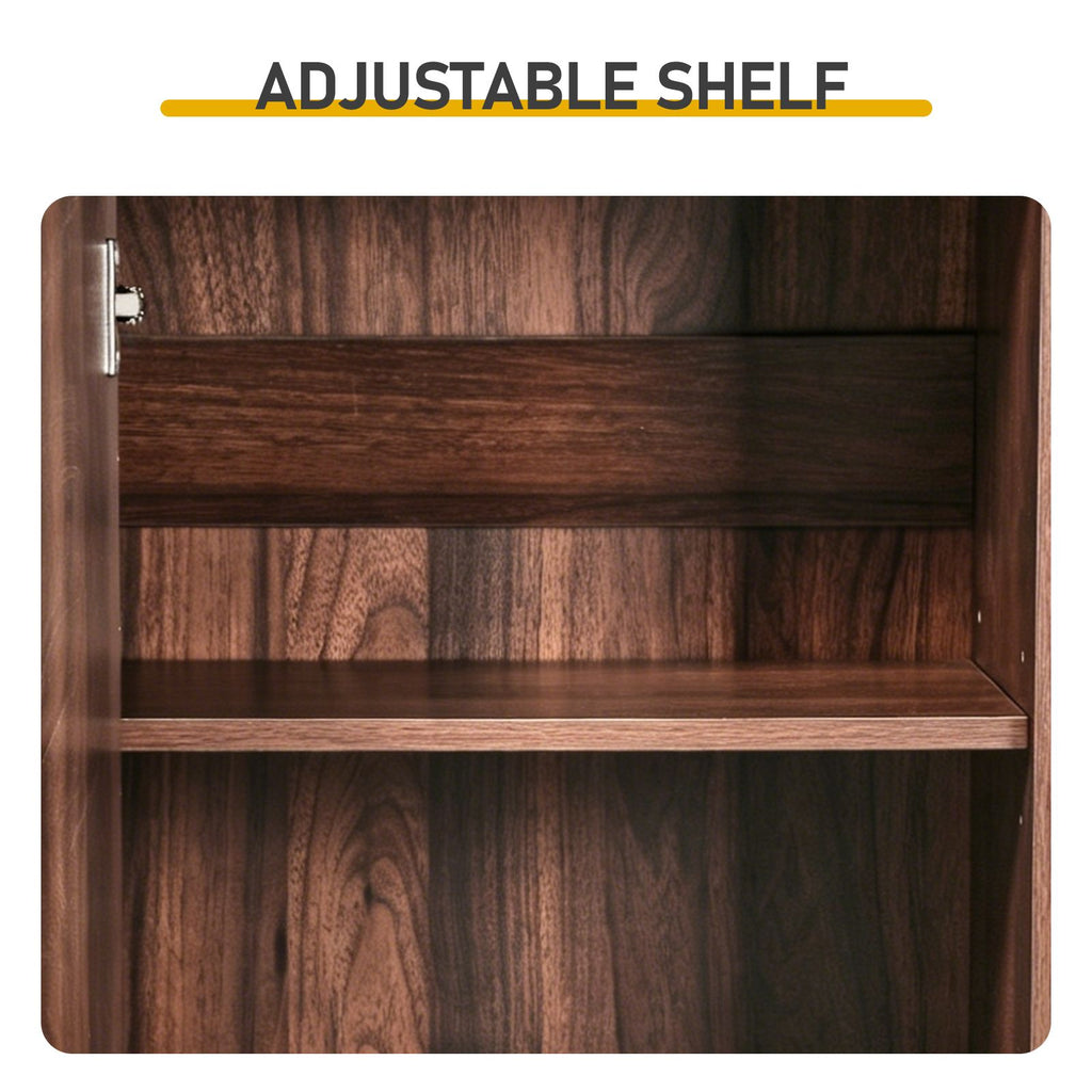 Elegant 1-Door 1-Drawer 4-Tier Bathroom Floor Cabinet with Grille Front & Arched Top
