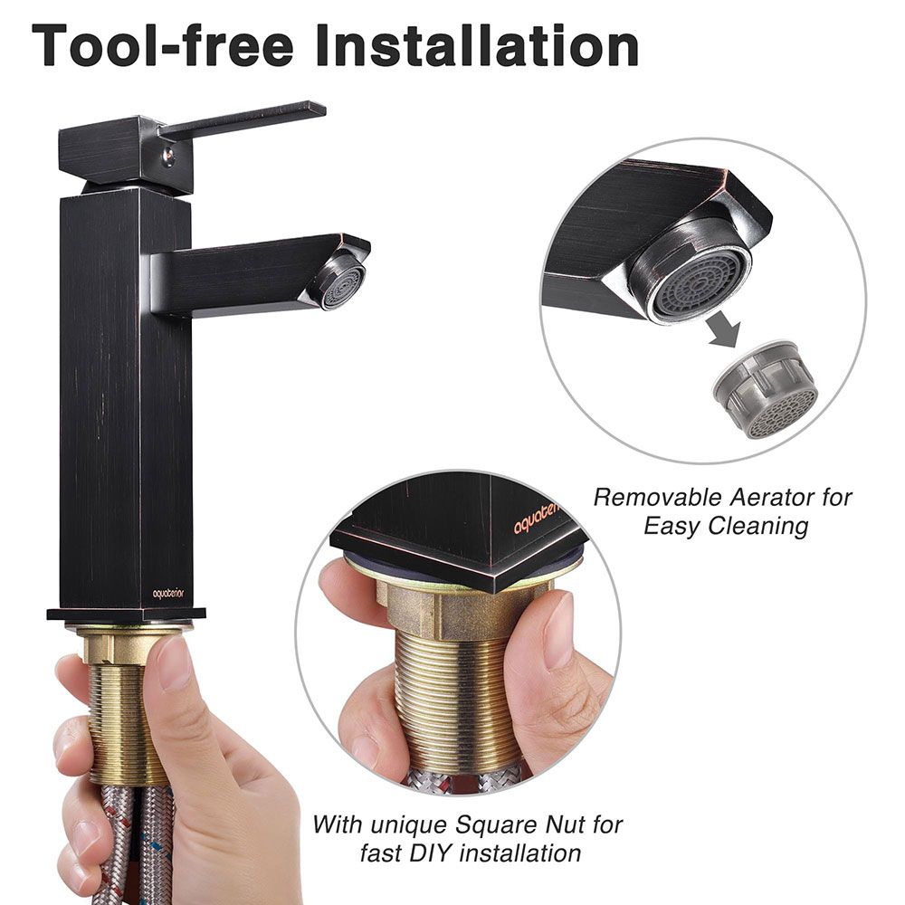 Aquaterior Square Single-Hole Bathroom Faucet