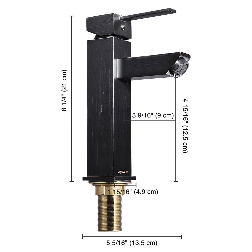 Aquaterior Square Single-Hole Bathroom Faucet