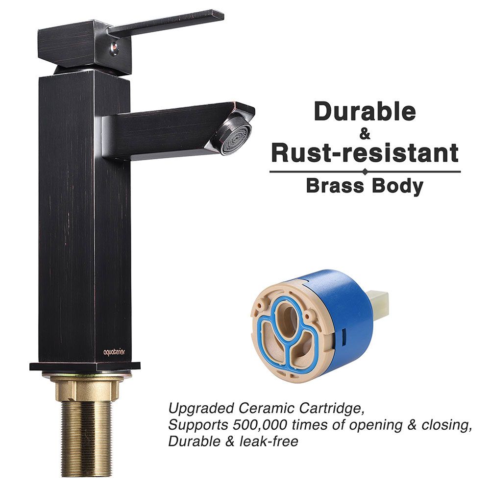 Aquaterior Square Single-Hole Bathroom Faucet