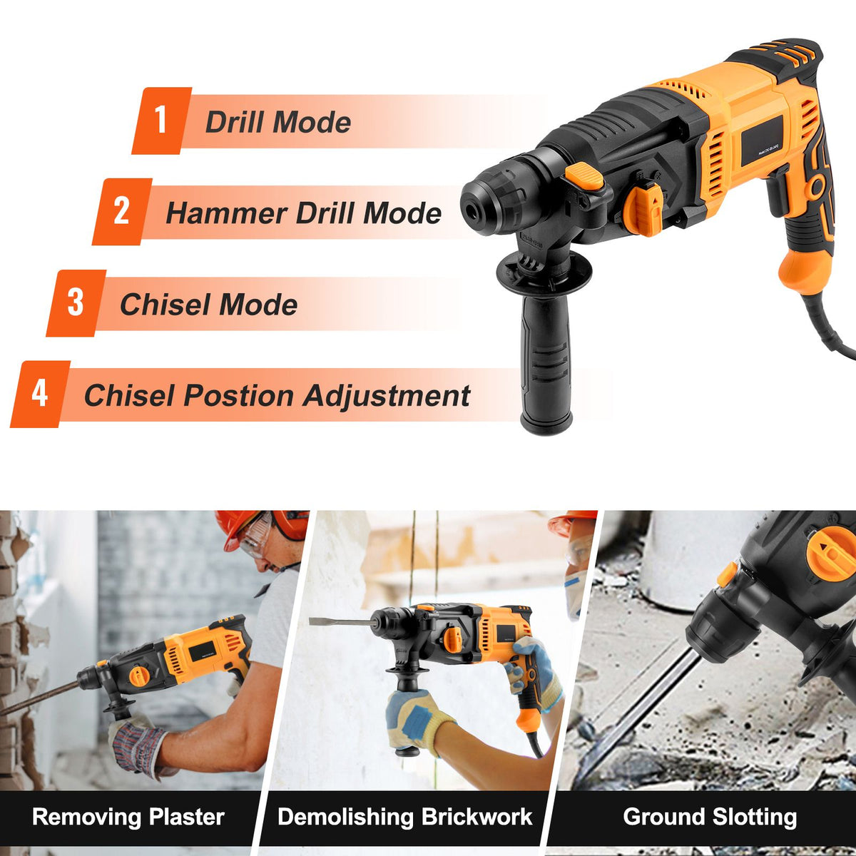 VEVOR Corded SDS-Plus Four-Function Rotary Hammer Kit