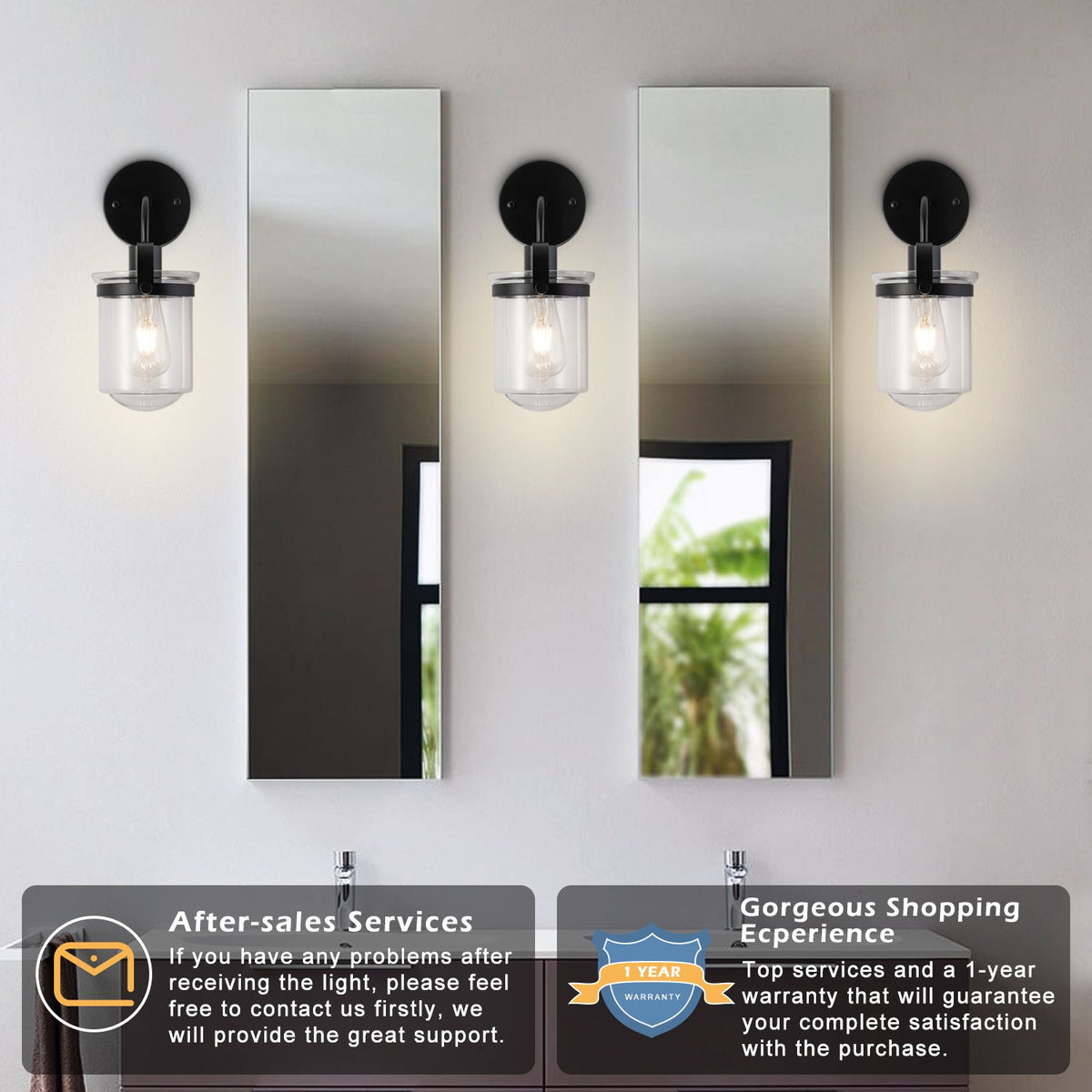 1-Light ll Lamp with Clear Glass Shade, Modern ll Sconce, Industrial Indoor ll Light