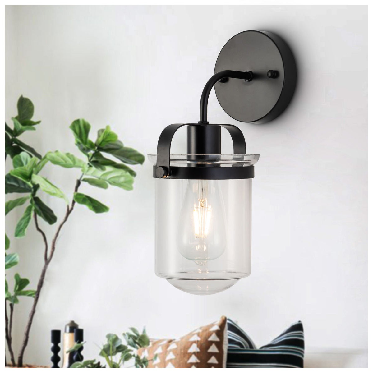 1-Light ll Lamp with Clear Glass Shade, Modern ll Sconce, Industrial Indoor ll Light