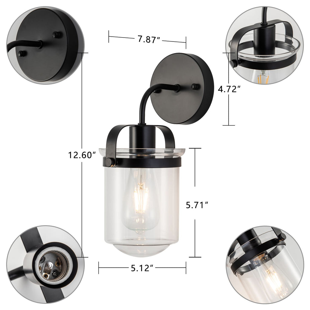 1-Light ll Lamp with Clear Glass Shade, Modern ll Sconce, Industrial Indoor ll Light
