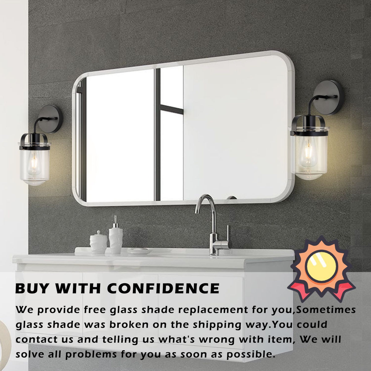 1-Light ll Lamp with Clear Glass Shade, Modern ll Sconce, Industrial Indoor ll Light