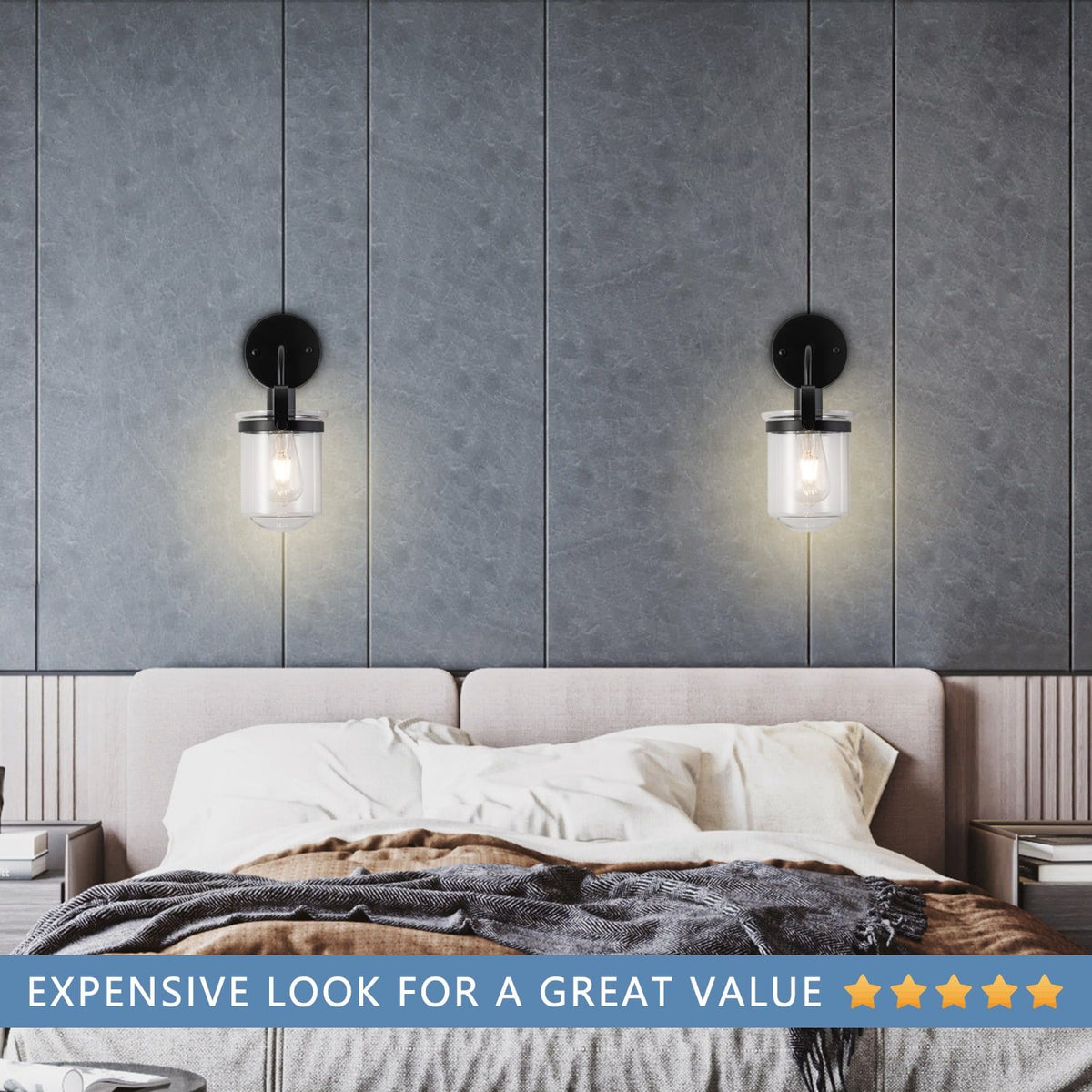 1-Light with Clear Glass Shade, Modern Sconce, Industrial Indoor Light Fixture for