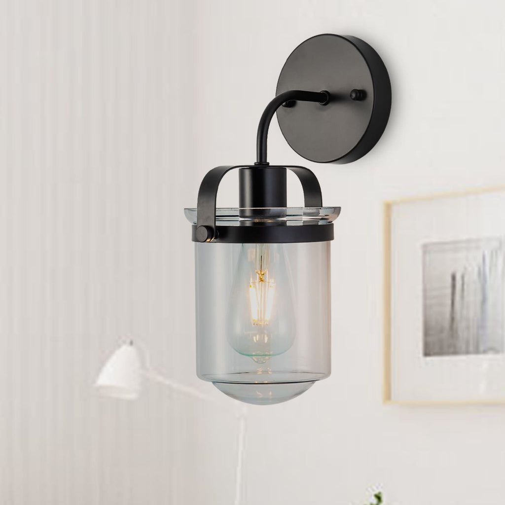 1-Light with Clear Glass Shade, Modern Sconce, Industrial Indoor Light Fixture for
