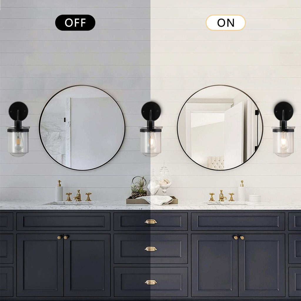 1-Light with Clear Glass Shade, Modern Sconce, Industrial Indoor Light Fixture for
