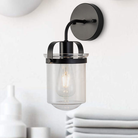 1-Light with Clear Glass Shade, Modern Sconce, Industrial Indoor Light Fixture for
