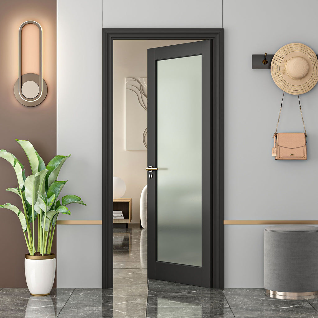 Solid Core French Door with Tempered Frosted Glass - Paint-Ready Interior Door Slab