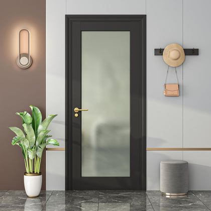 Solid Core French Door with Tempered Frosted Glass - Paint-Ready Interior Door Slab