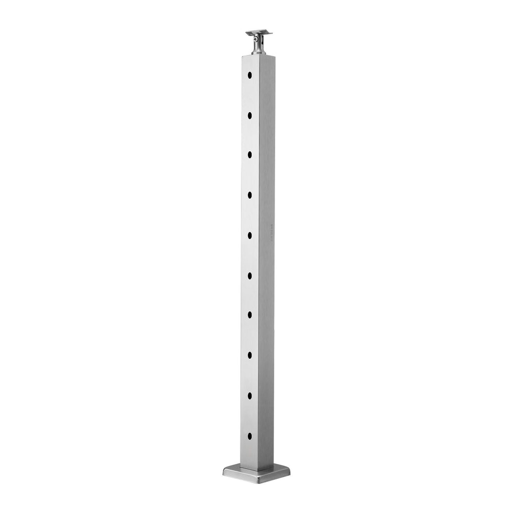 Pre-Drilled Cable Railing Post with Adjustable Supports