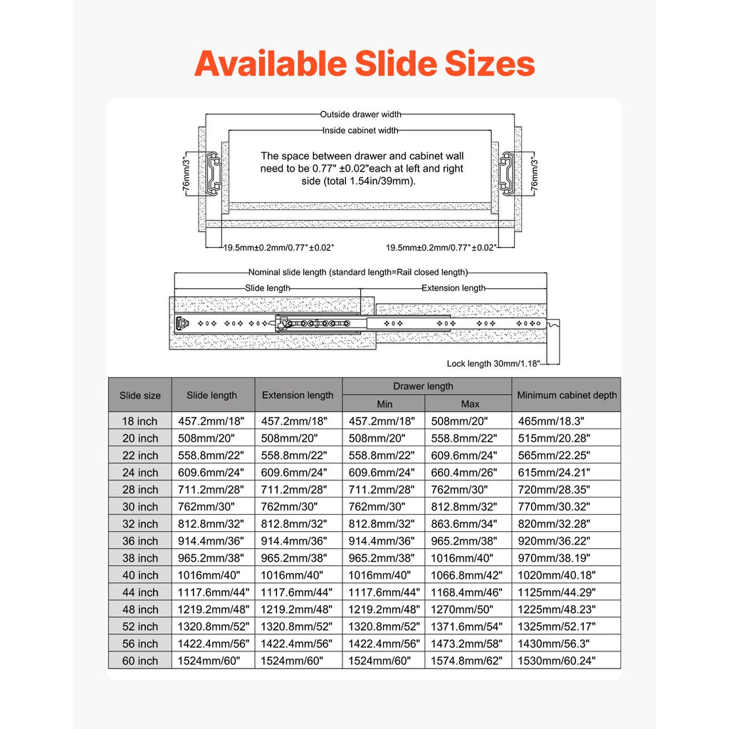 practical Locking Drawer Slides – Full Extension, Smooth & Quiet