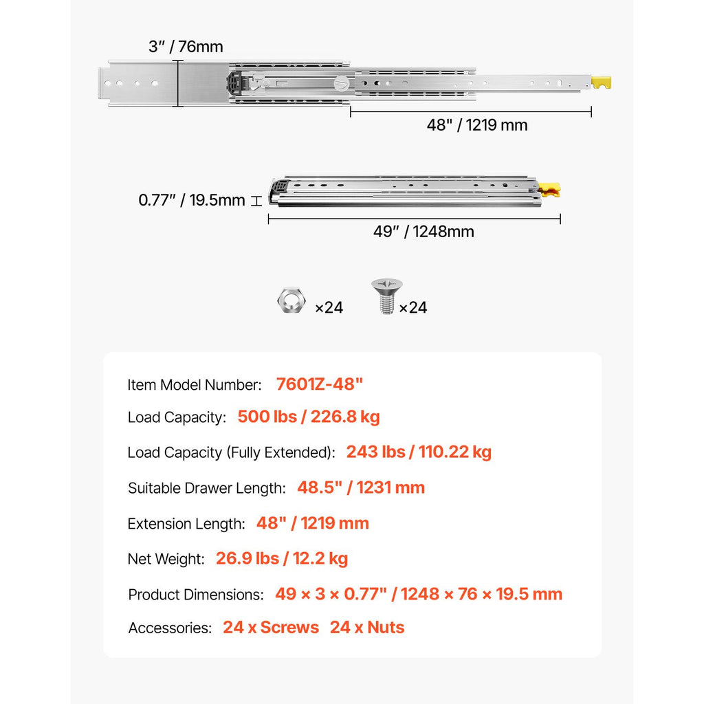 practical Locking Drawer Slides – Full Extension, Smooth & Quiet