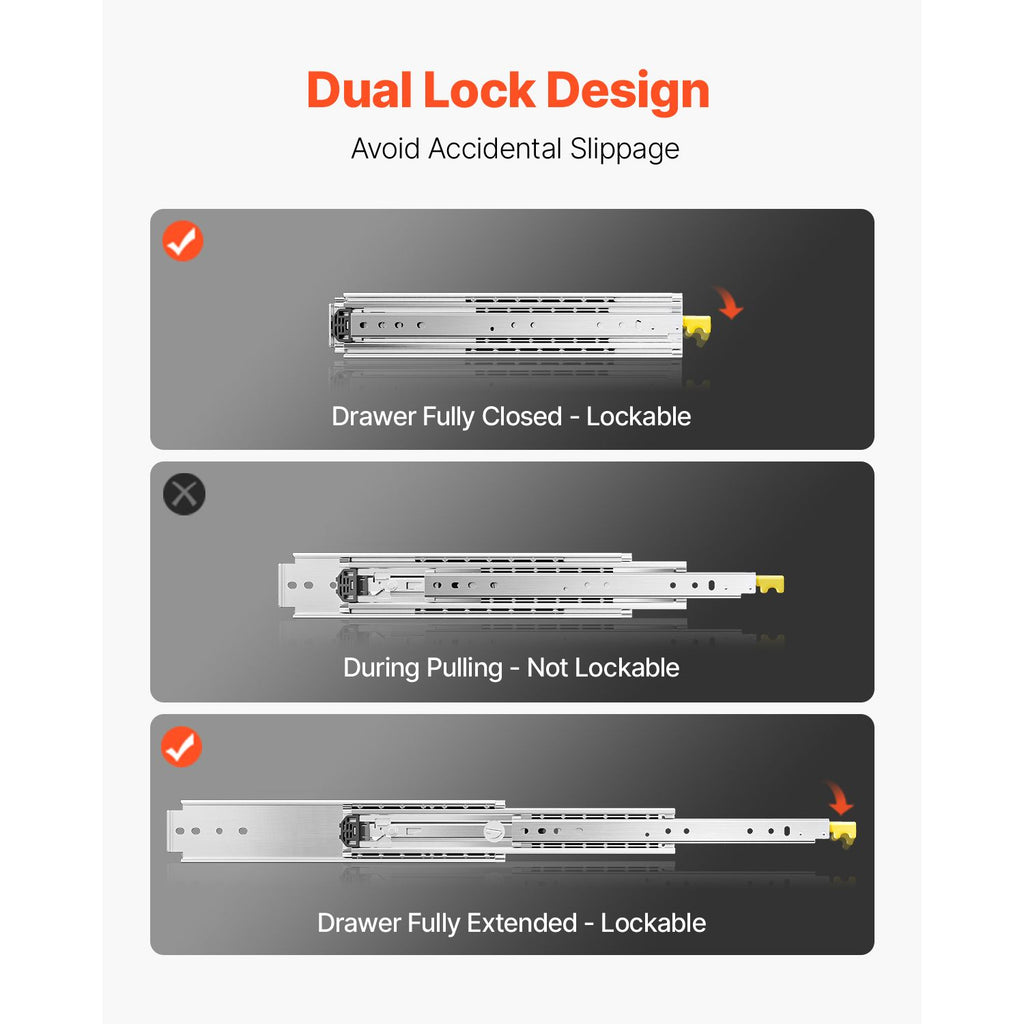 practical Locking Drawer Slides – Full Extension, Smooth & Quiet