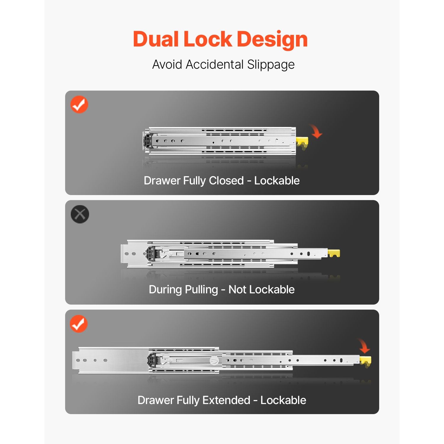 practical Locking Drawer Slides – Full Extension, Smooth & Quiet