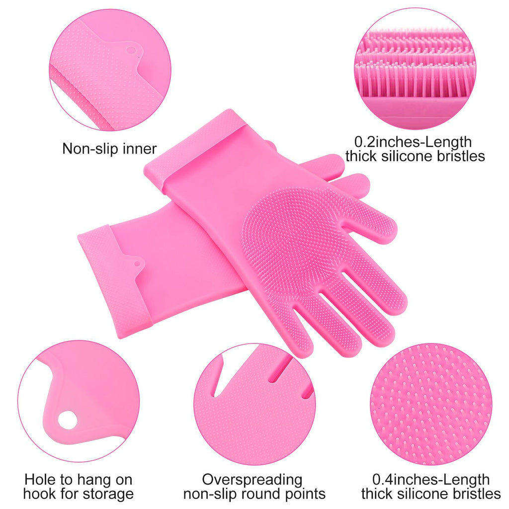 Flexible Bristled Dishwashing and Cleaning Gloves