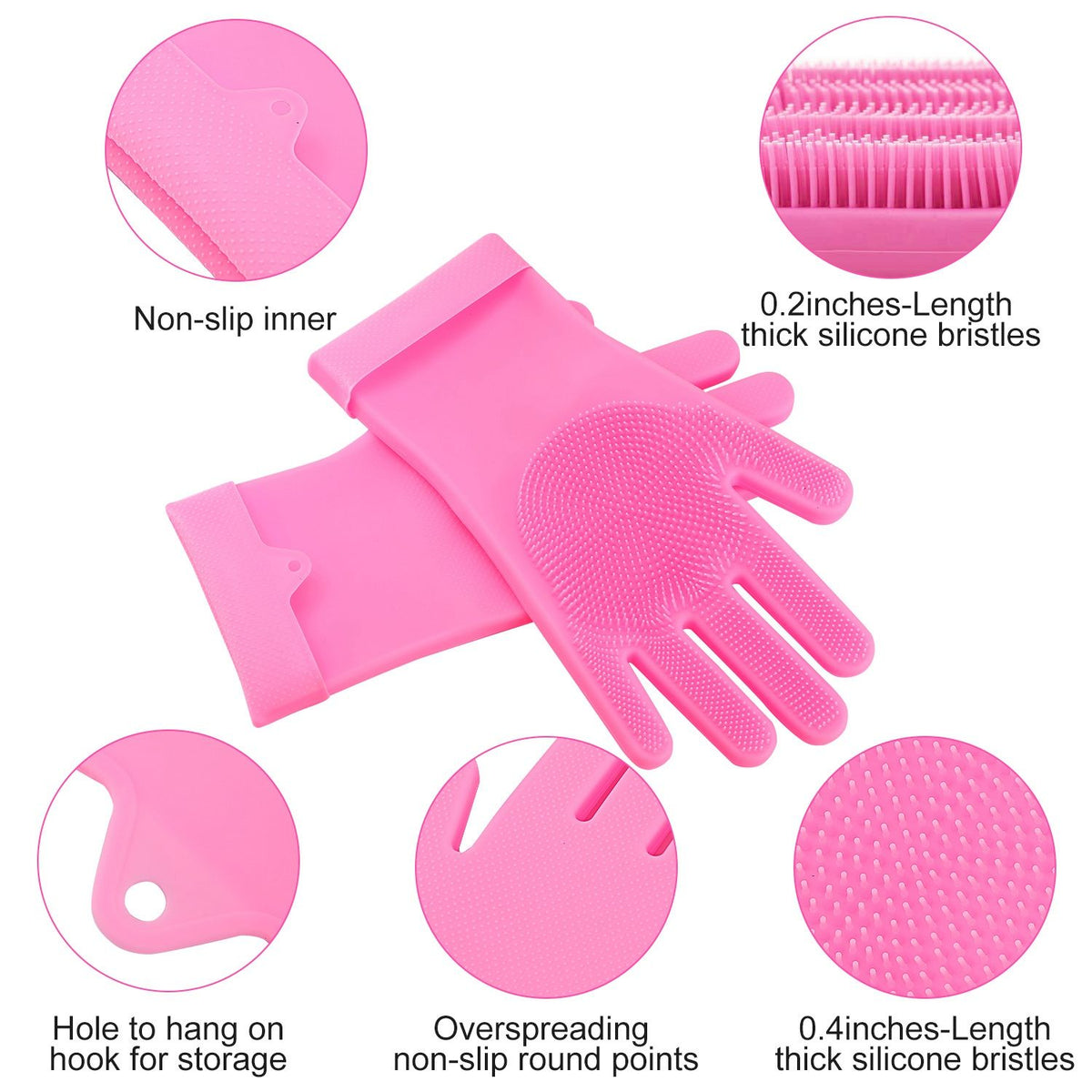 Flexible Bristled Dishwashing and Cleaning Gloves