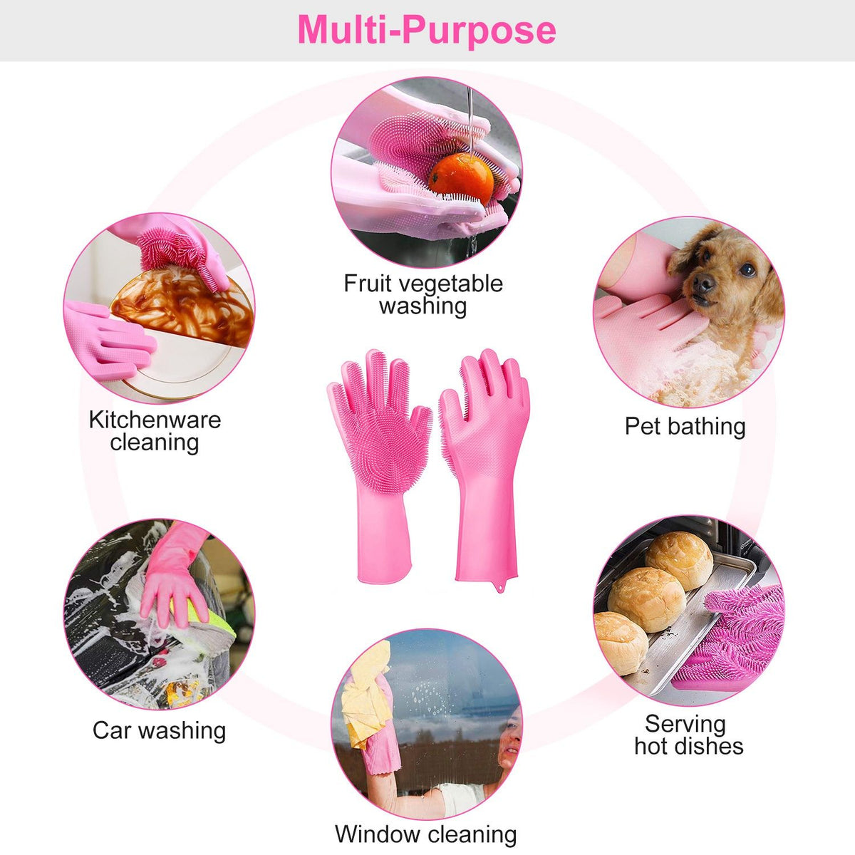 Flexible Bristled Dishwashing and Cleaning Gloves
