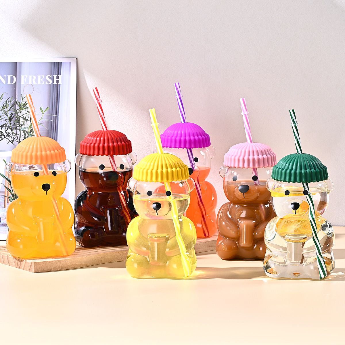 Orange Little Bear Straw Cup