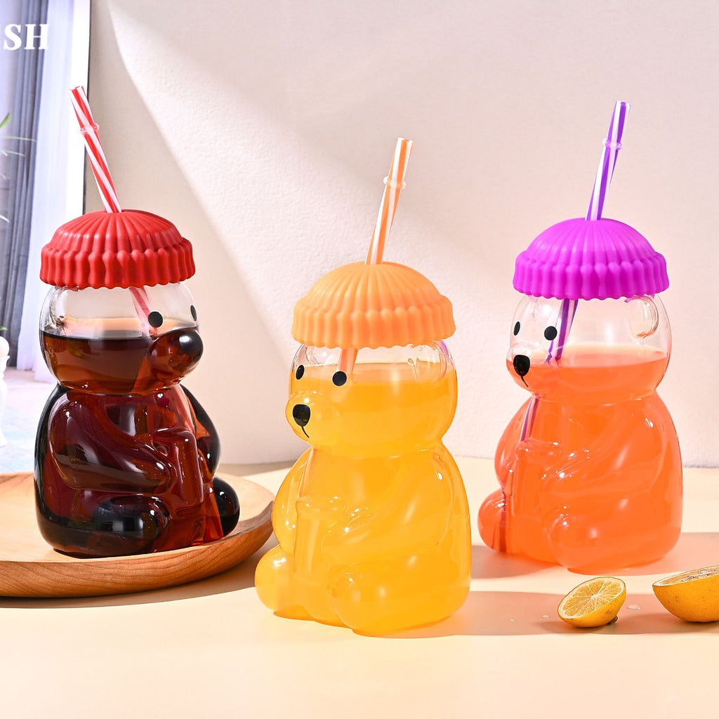 Orange Little Bear Straw Cup