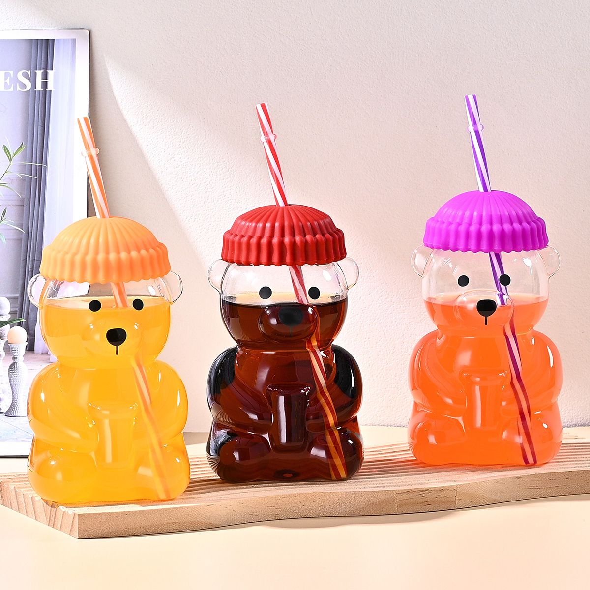 Pink Little Bear Straw Cup