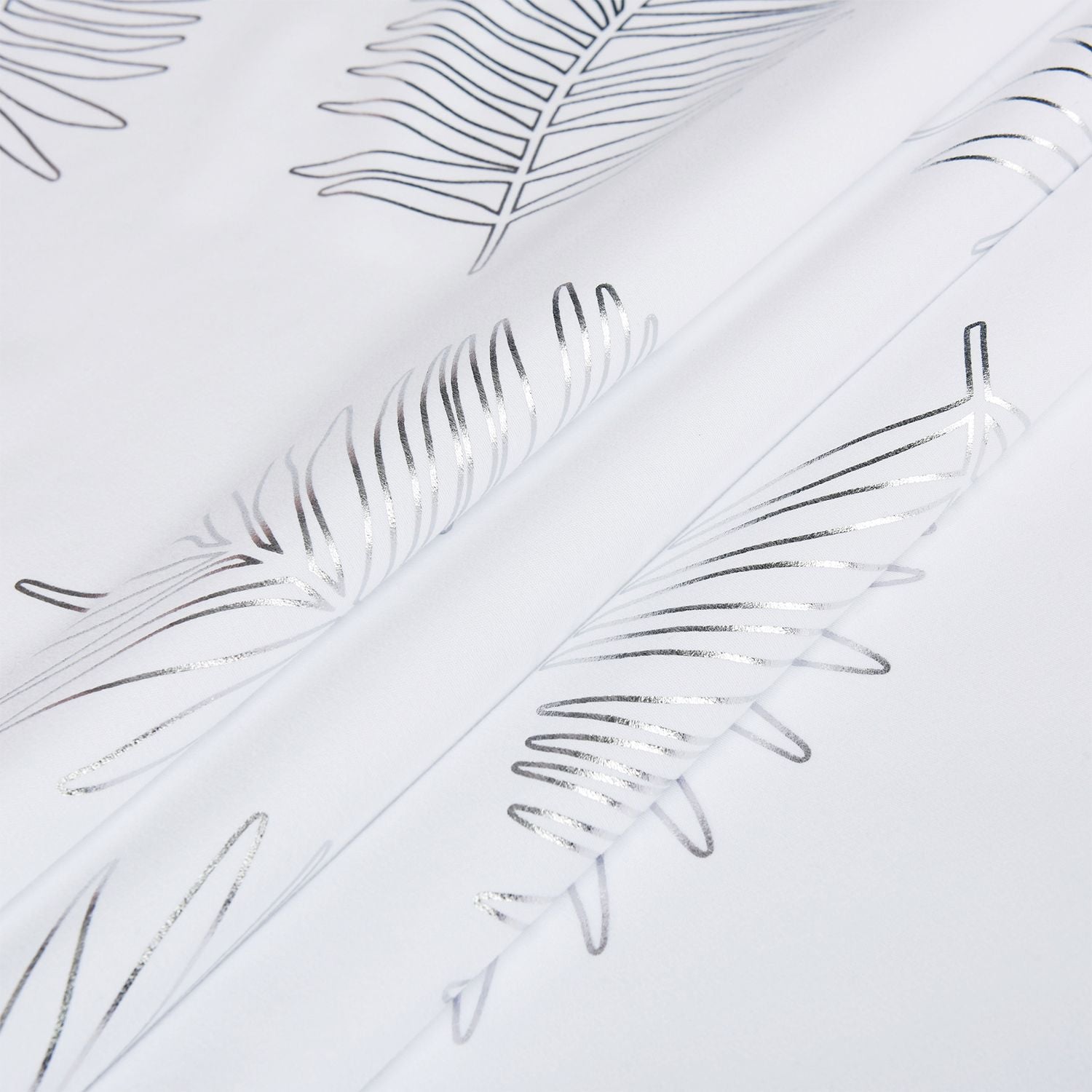 Glitterr Foil Palm Tree Leaf Printed Shower Curtain - Modern Tropical Bathroom Decor