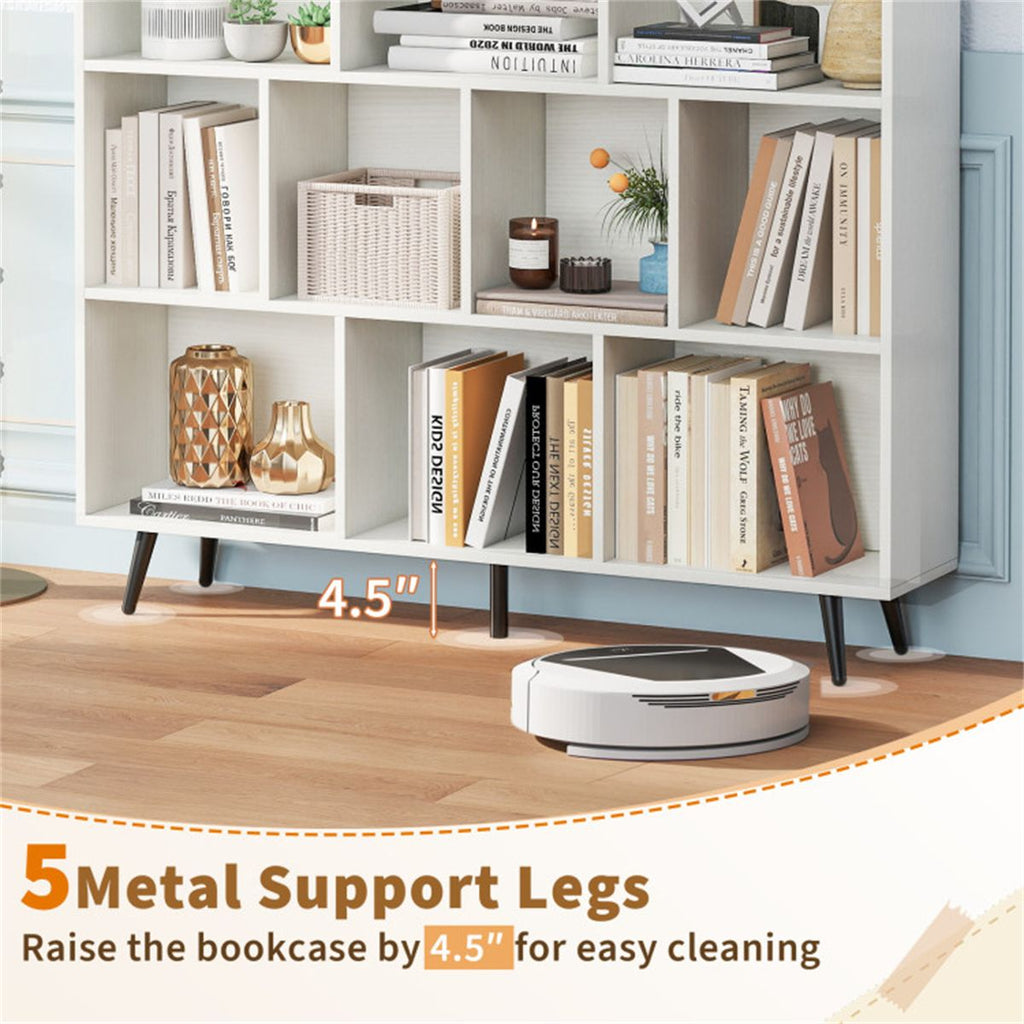 Modern 10-Cube Bookcase with Raised Metal Legs