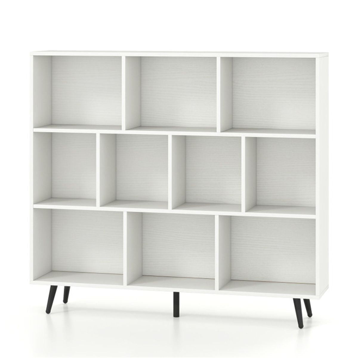 Modern 10-Cube Bookcase with Raised Metal Legs
