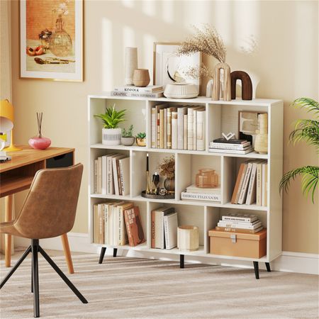Modern 10-Cube Bookcase with Raised Metal Legs