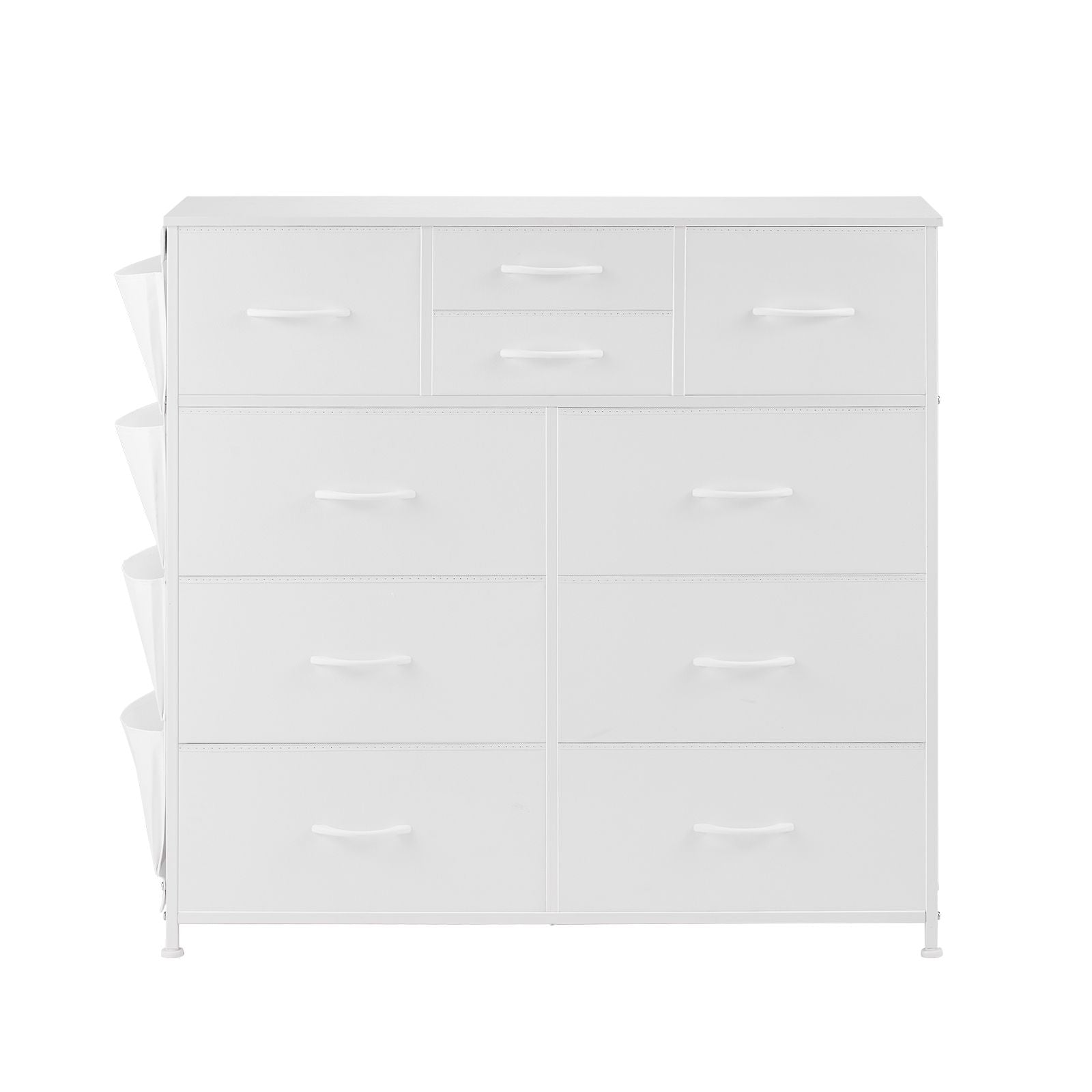 10-Drawer Fabric Dresser with Sturdy Steel Frame and Breathable Bins – White