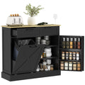 Farmhouse Kitchen Cabinet with Hidden Trash Can and Spice Rack