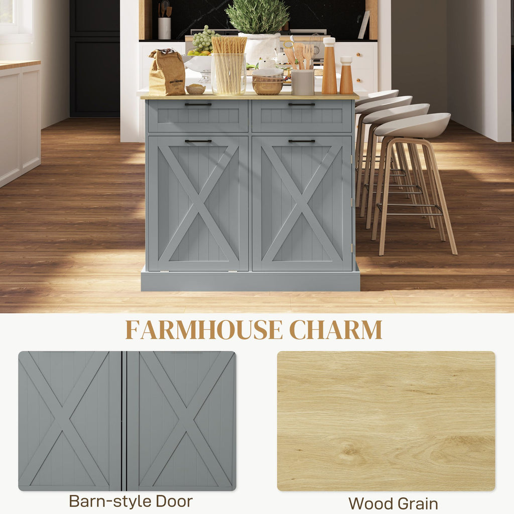 10 Gallon Farmhouse Cabinet with Hidden Trash Can and Drawers