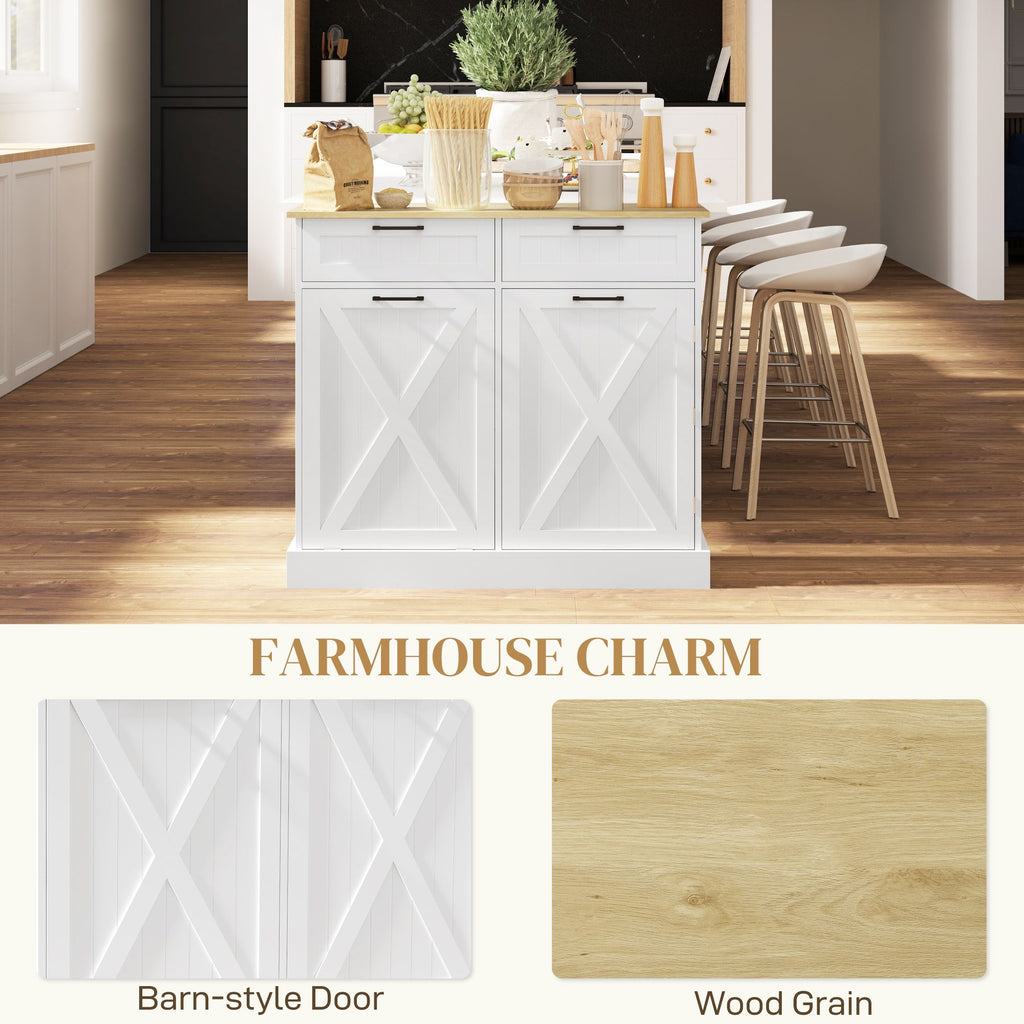 10 Gallon Farmhouse Kitchen Cabinet with Hidden Trash Can and 2 Drawers, Tilt Out Trash
