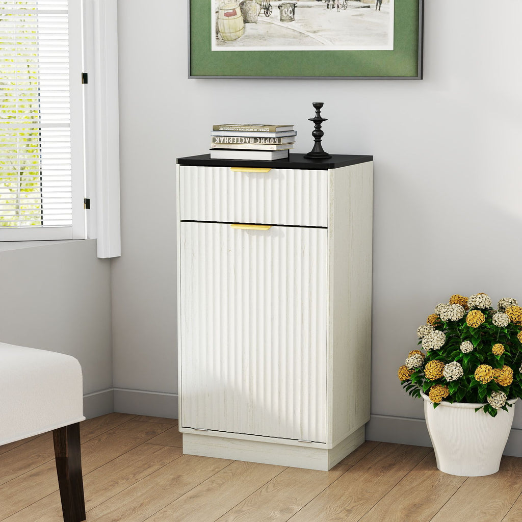 Tilt-Out Trash Cabinet with Wave-Textured Drawer and Pull-Out Bin