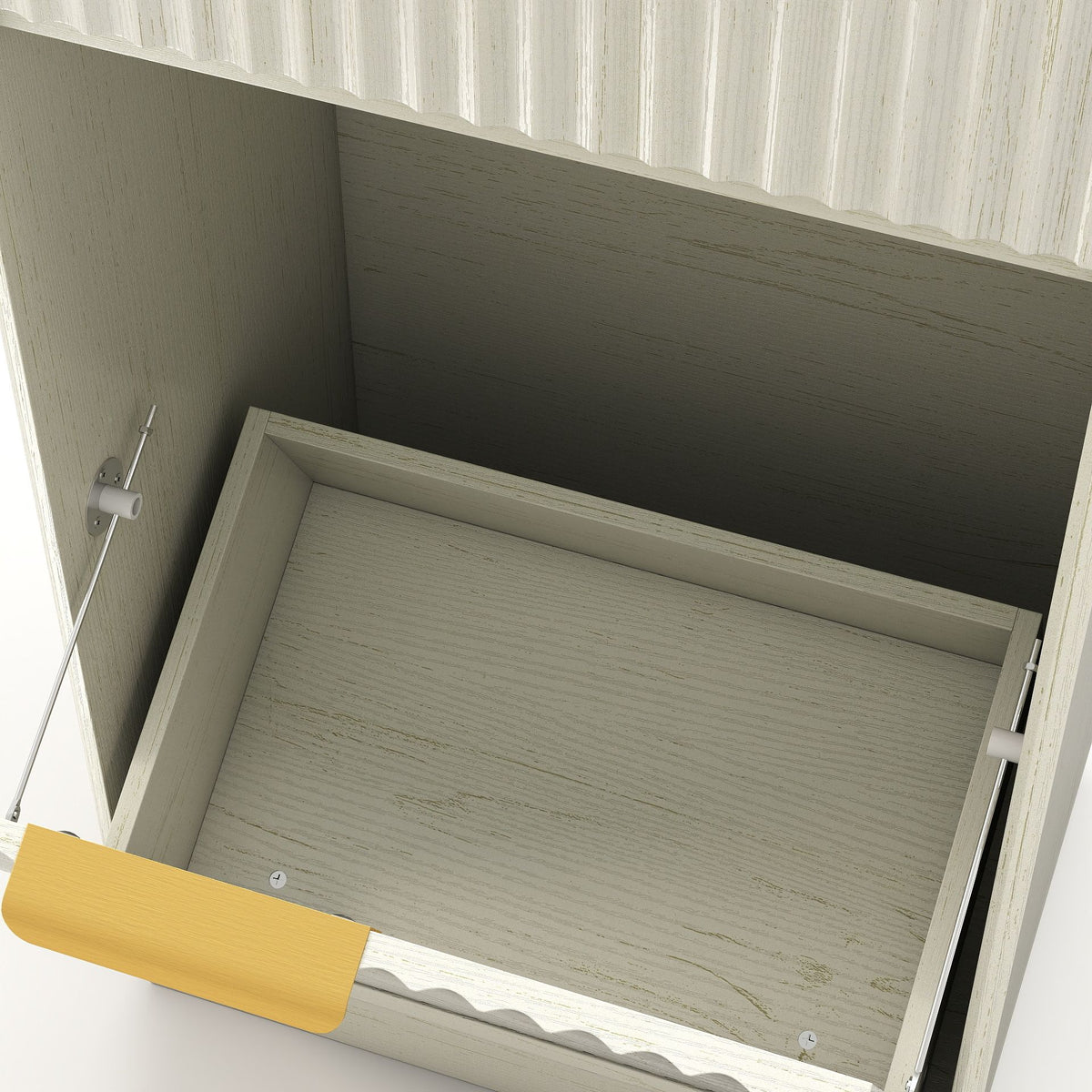 Tilt-Out Trash Cabinet with Wave-Textured Drawer and Pull-Out Bin