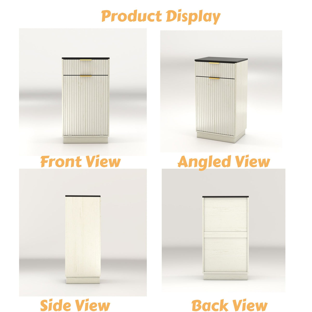Tilt-Out Trash Cabinet with Wave-Textured Drawer and Pull-Out Bin