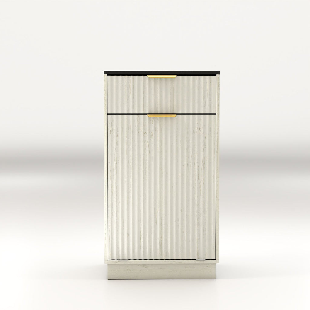 Tilt-Out Trash Cabinet with Wave-Textured Drawer and Pull-Out Bin