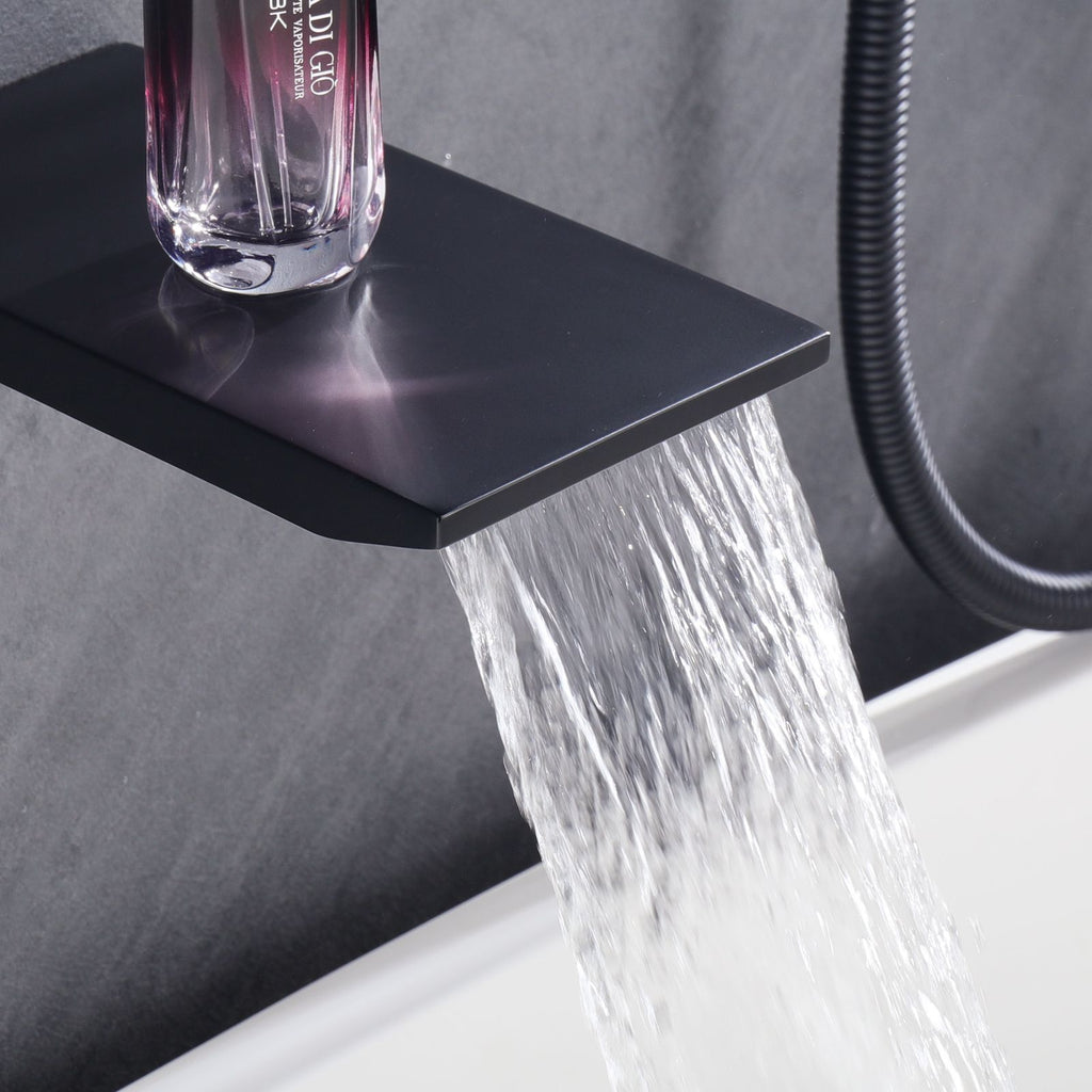 Matte-Black Rainfall and Handheld Shower System