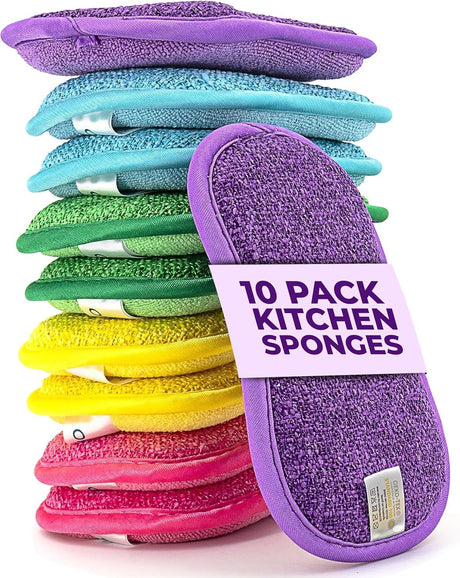 10-Pack Washable Reusable Kitchen Sponges