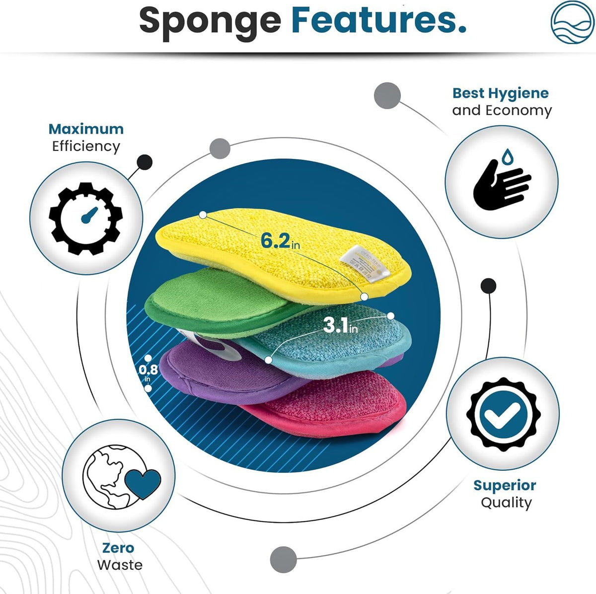 10-Pack Washable Reusable Kitchen Sponges