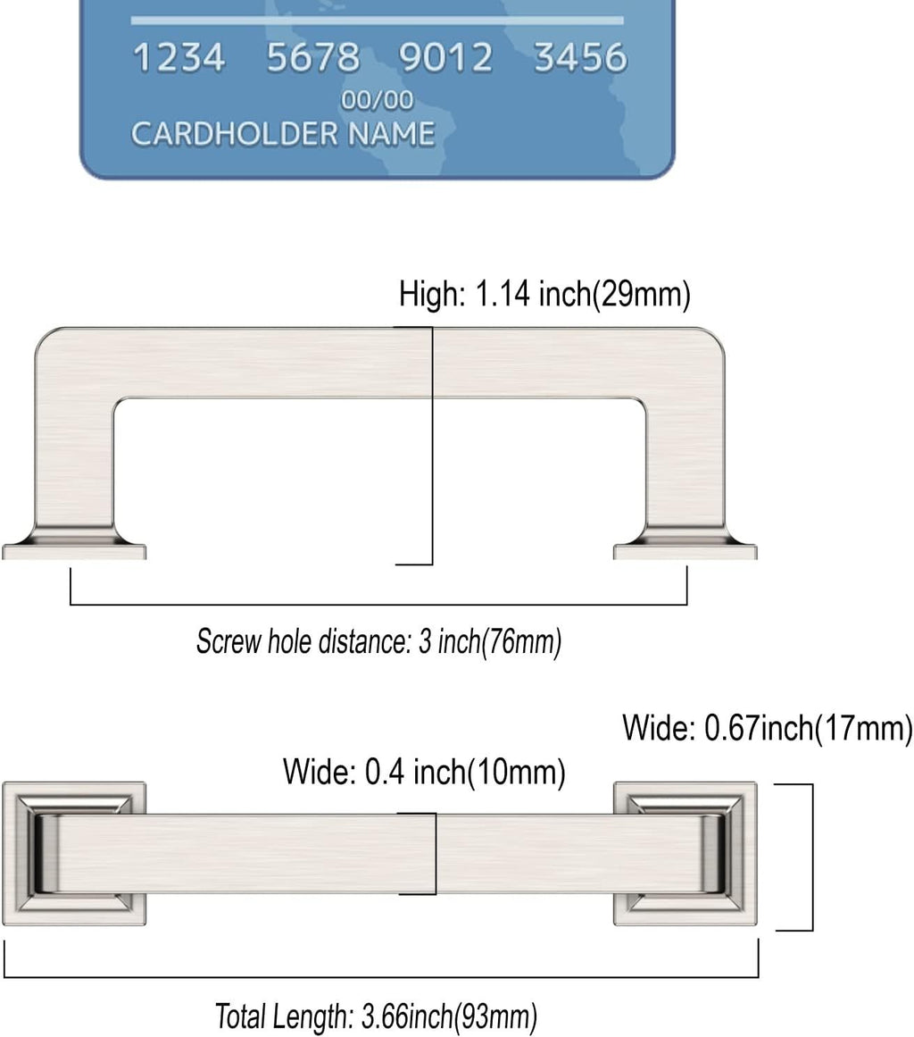 Nickel Cabinet Pulls for Drawers and Cupboards – Set of 10