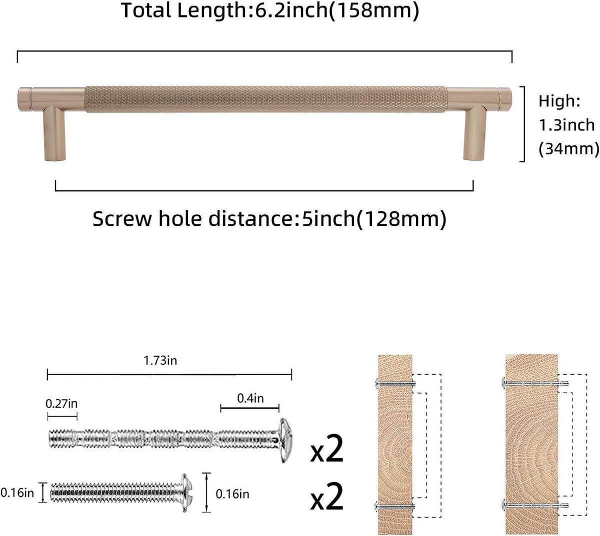 Champagne Bronze Knurled Cabinet Pull Set