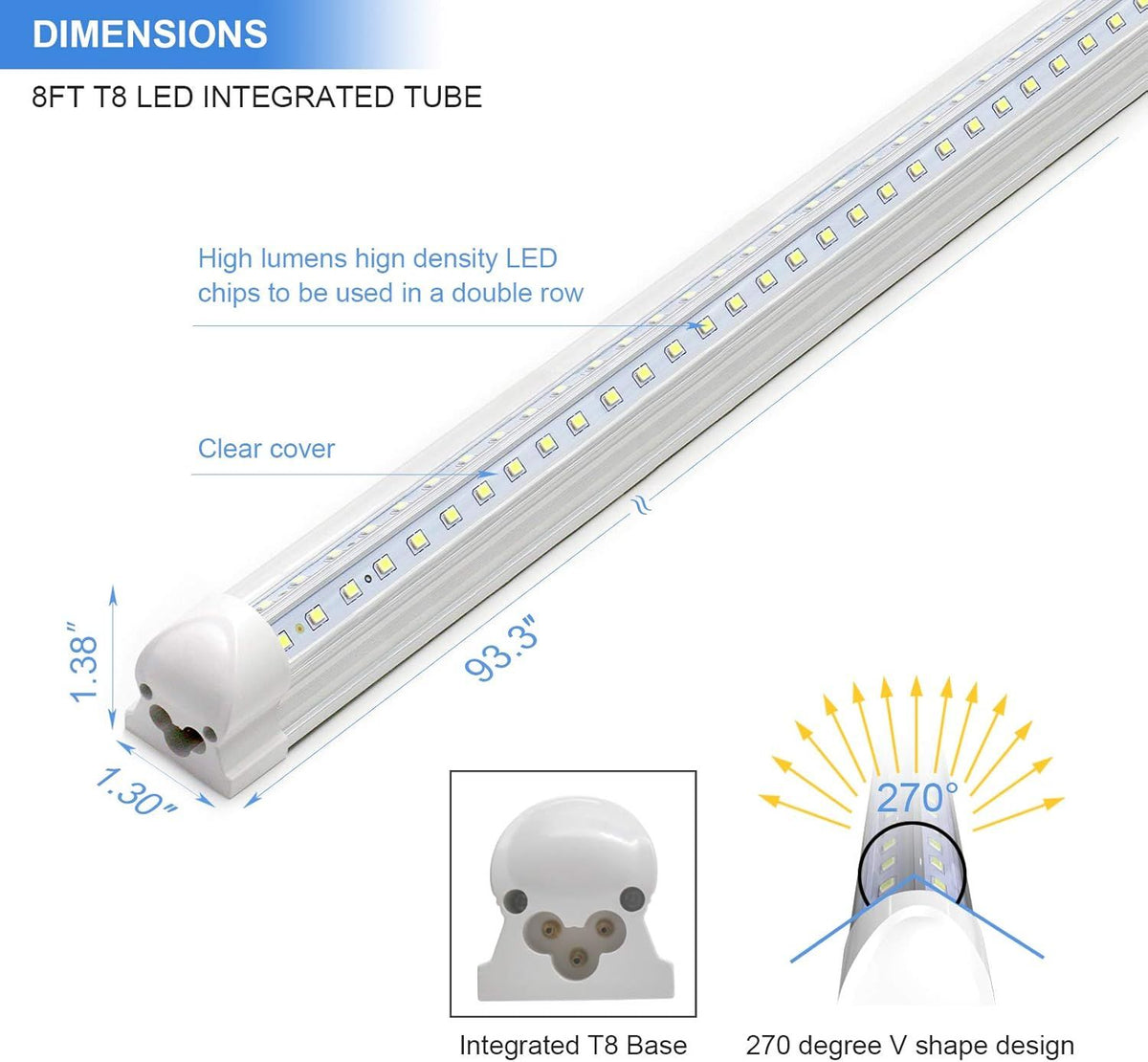 Linkable V-Shape LED Shop Lights for Large Work Areas